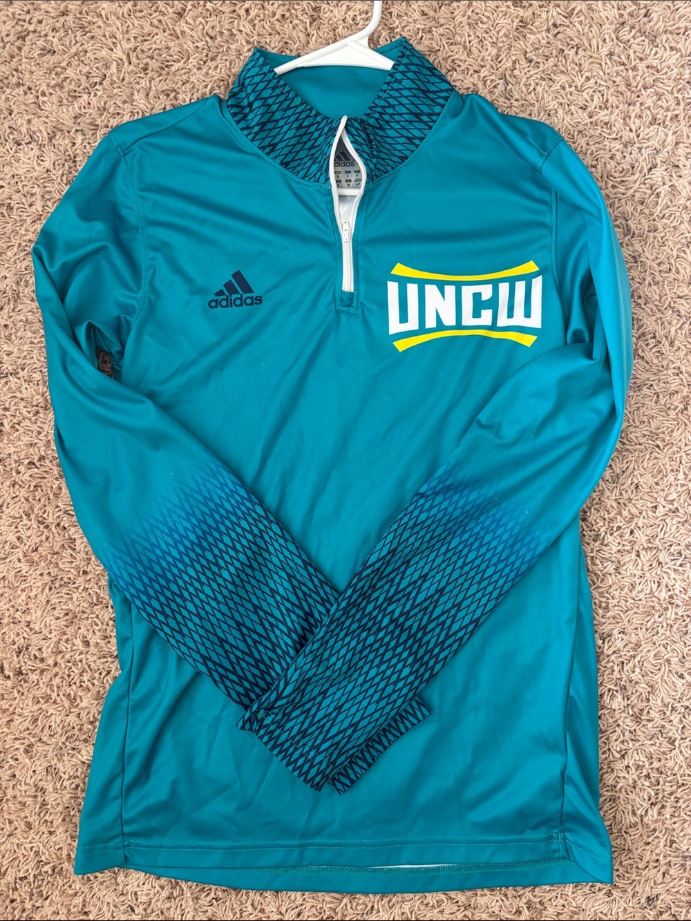 adidas Teal UNCW Quarter-Zip Pullover with Navy Accents